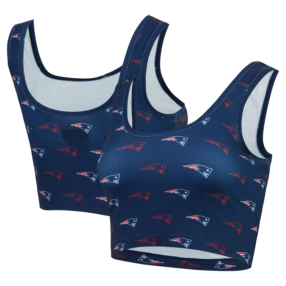 Women's Concepts Sport Navy New England Patriots Record Allover Print Bralette