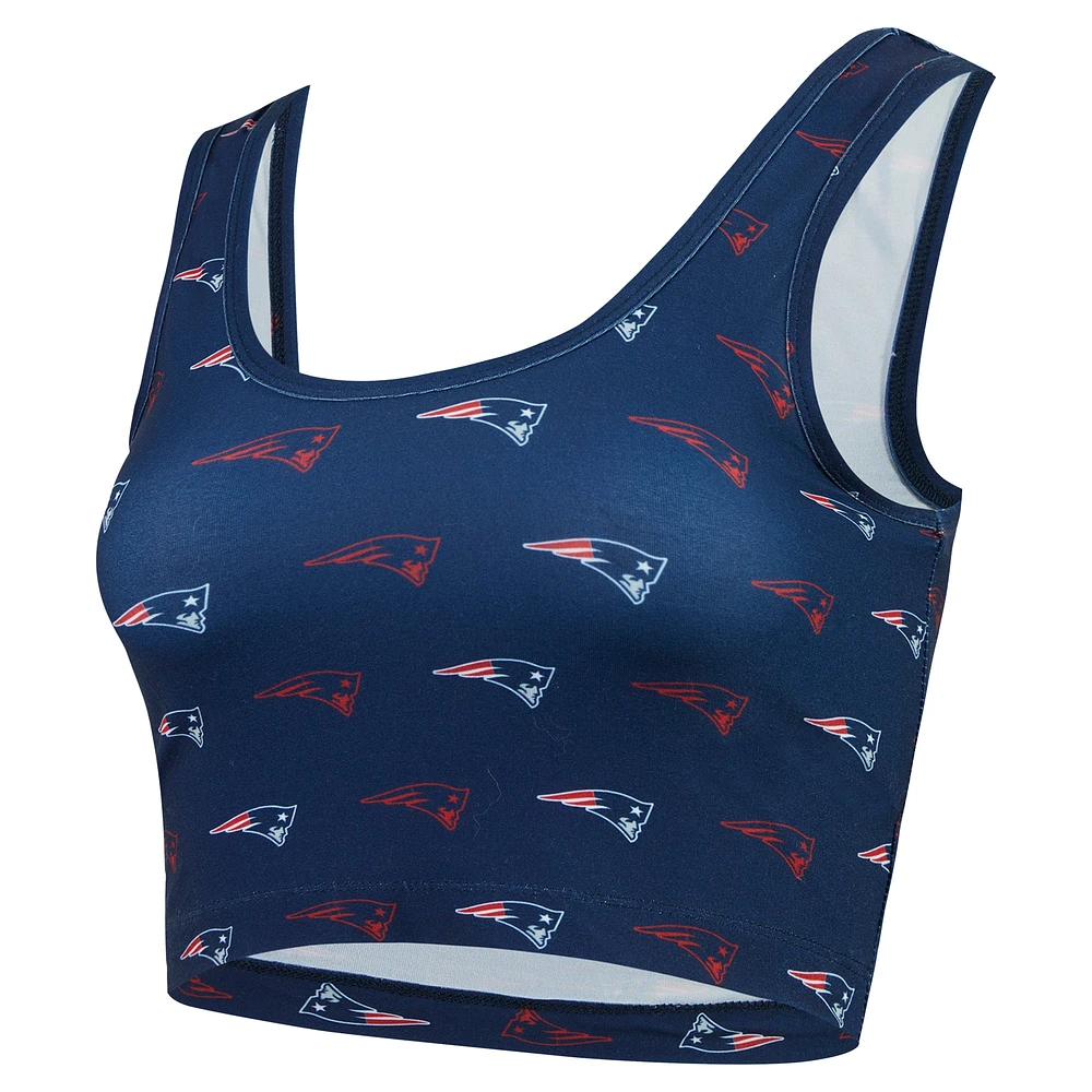 Women's Concepts Sport Navy New England Patriots Record Allover Print Bralette