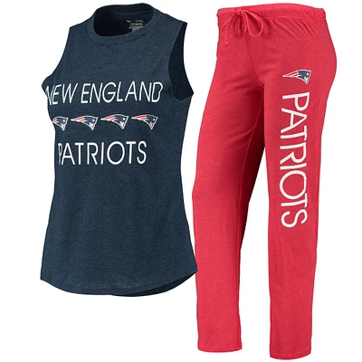 Concepts Sport Ensemble de nuit avec débardeur et pantalon pour femme des Patriots la Nouvelle-Angleterre, rouge/bleu marine