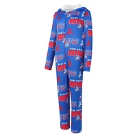 Women's Concepts Sport Royal New England Patriots Roadway Allover Print Microfleece Full-Zip Union Suit