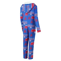 Women's Concepts Sport Royal New England Patriots Roadway Allover Print Microfleece Full-Zip Union Suit