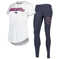 Ensemble de nuit Concepts Sport pour femme avec t-shirt et legging Sonata New England Patriots blanc/anthracite