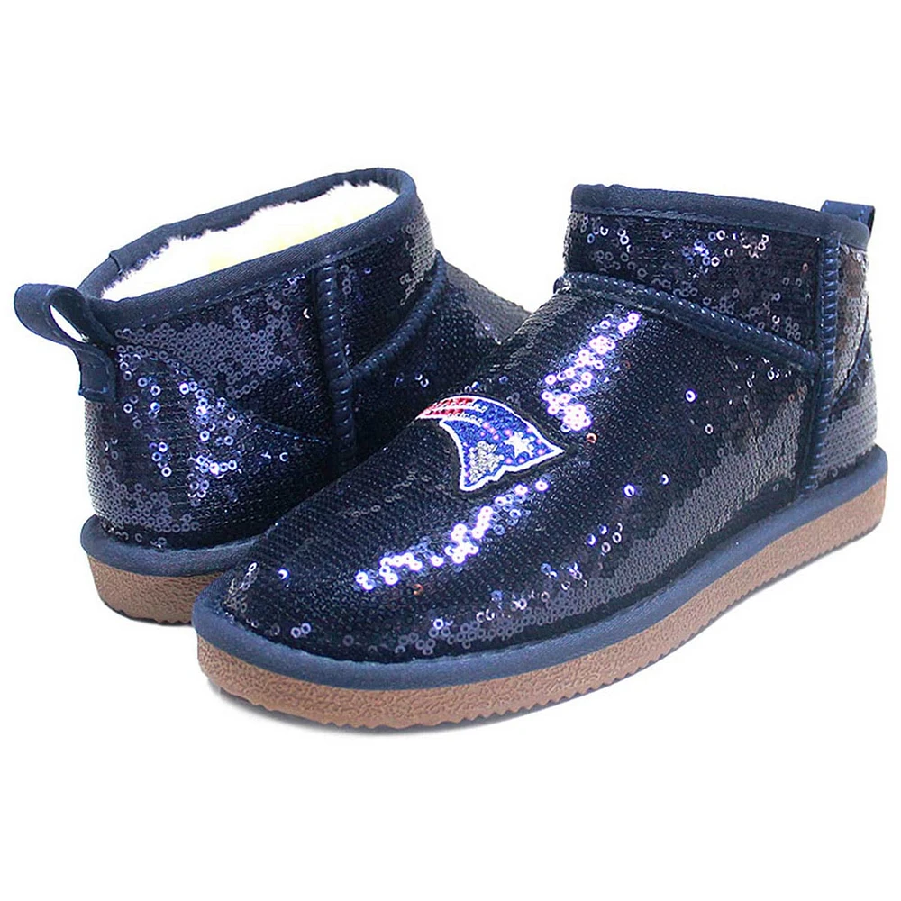 Bottines à paillettes Cuce bleu marine New England Patriots pour femmes