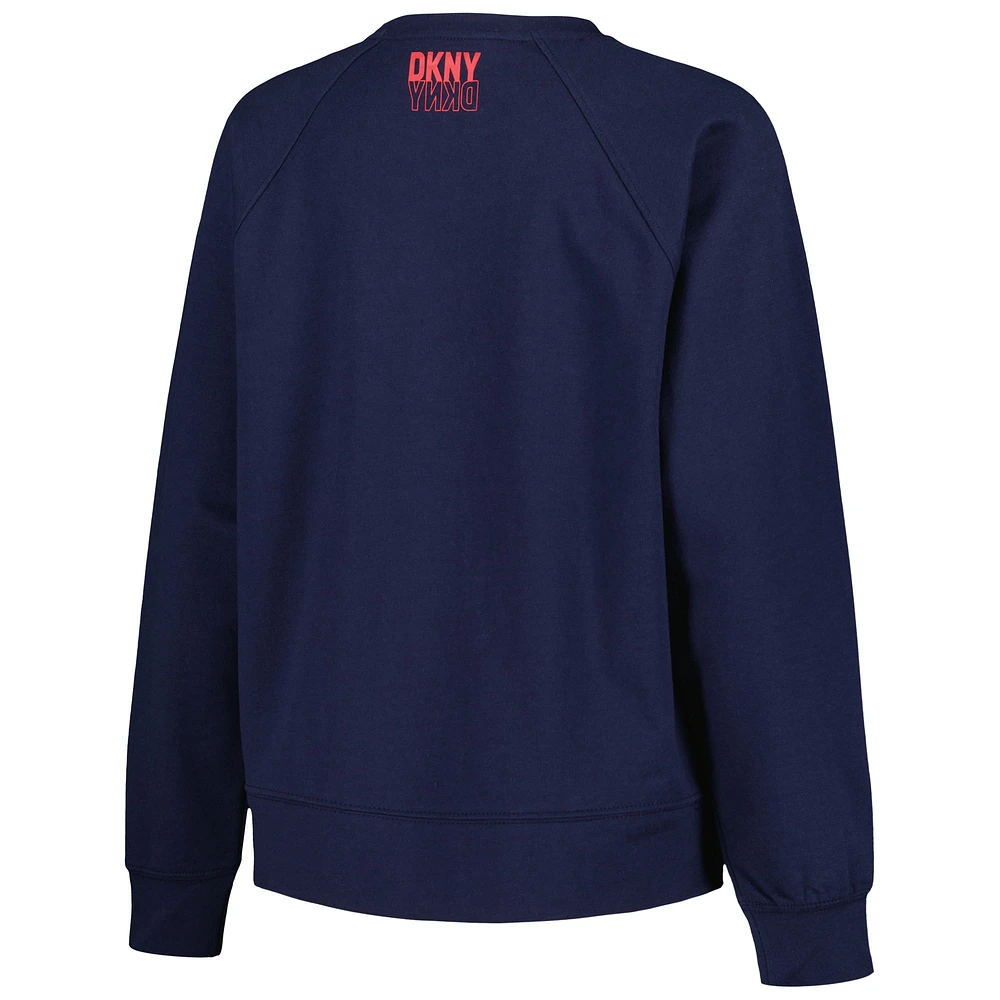 Women's DKNY Sport Navy New England Patriots Regina Pullover Sweatshirt