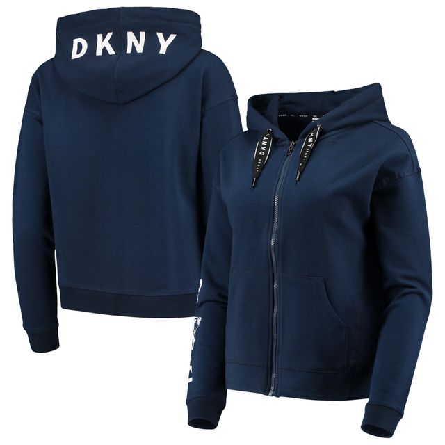 DKNY Women's White, Navy Dallas Cowboys Dakota Oversized Tie-Dye Half-Zip  Hoodie