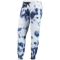 Women's DKNY Sport White/Navy New England Patriots Melody Tie-Dye Jogger Pants