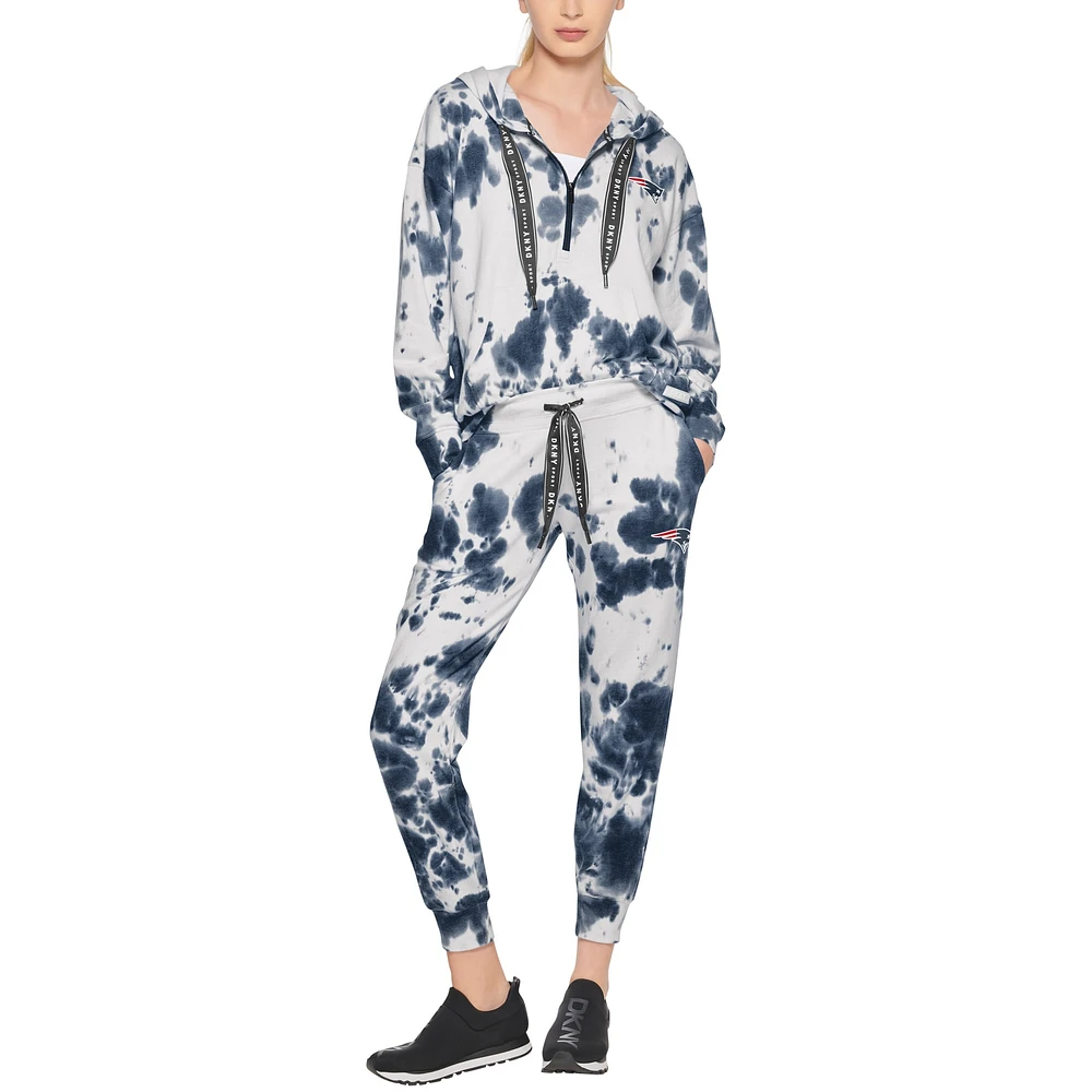 Pantalon de jogging Melody Tie-Dye DKNY Sport pour femme, blanc/bleu marine New England Patriots