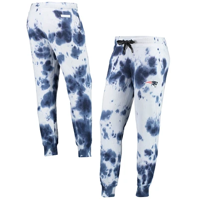 Women's DKNY Sport White/Navy New England Patriots Melody Tie-Dye Jogger Pants