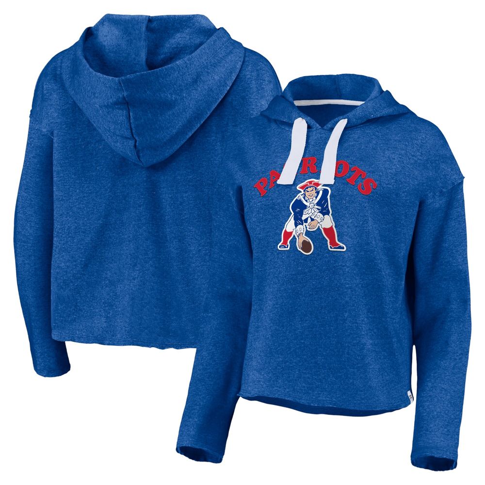 Fanatics Branded Women's Fanatics Branded Heathered Royal New England  Patriots Sport Resort Vintage Arc Cropped Raw Edge - Pullover Hoodie