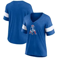 Lids New England Patriots Fanatics Branded Women's Throwback Logo Tri-Blend  Striped V-Neck T-Shirt - Heathered Royal