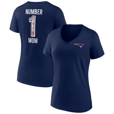 New England Patriots Fanatics Branded Women's Plus Mother's Day #1 Mom V-Neck T-Shirt - Navy