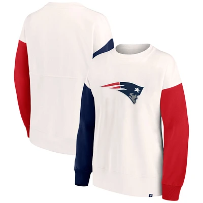 New England Patriots Fanatics Branded Women's Colorblock Primary Logo Pullover Sweatshirt - White