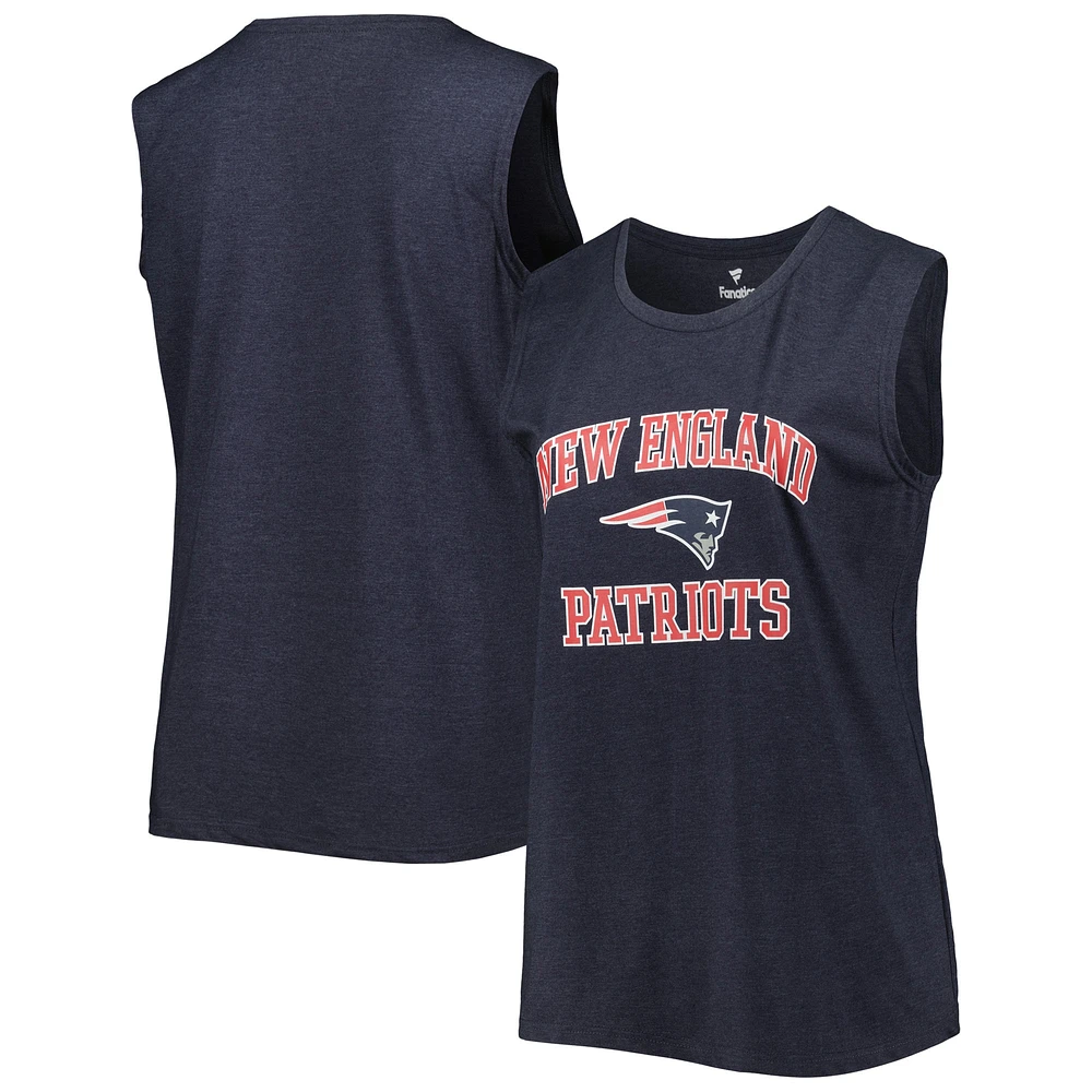 Débardeur grande taille Fanatics Heather Navy New England Patriots pour femmes