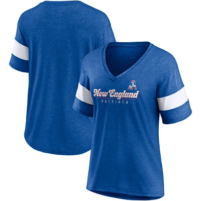 Women's Fanatics Heathered Royal New England Patriots Give It All Half-Sleeve V-Neck T-Shirt