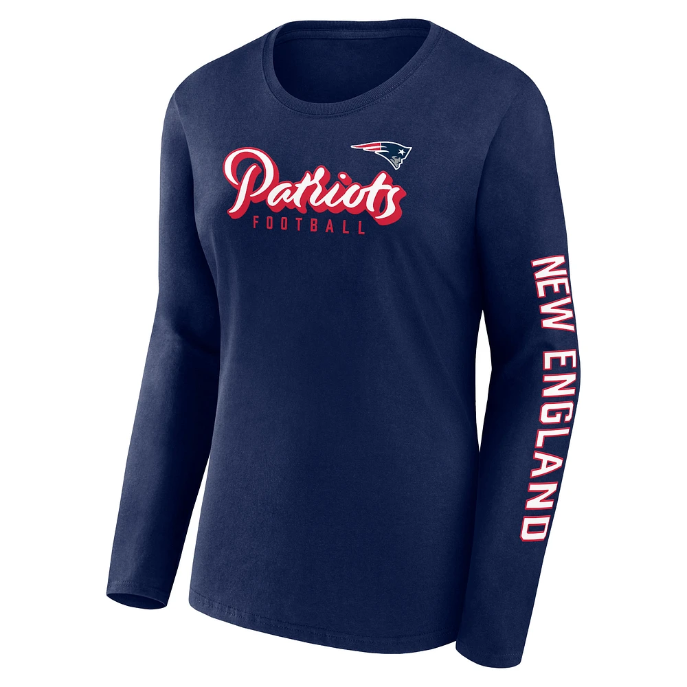 Women's Fanatics Navy/White New England Patriots Two-Pack Combo Cheerleader T-Shirt Set