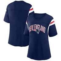 T-shirt à rayures gagnées Fanatics Navy New England Patriots pour femmes