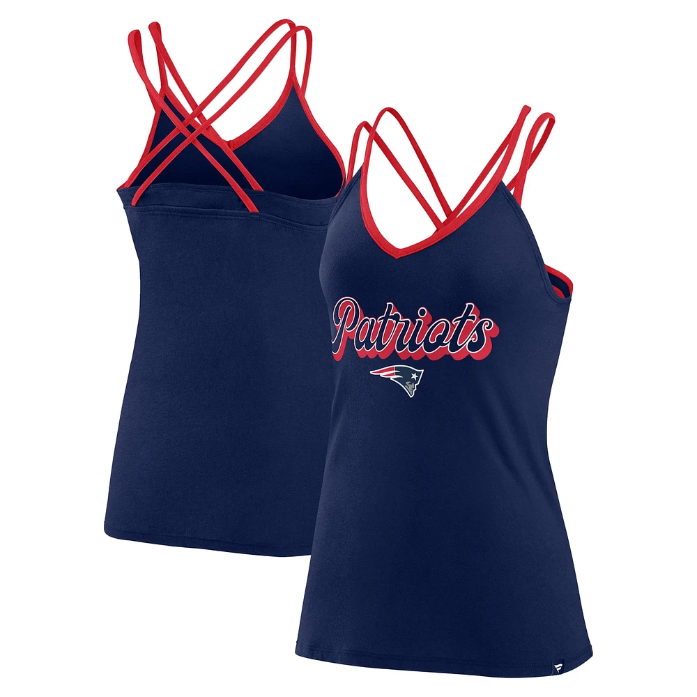 Women's Fanatics Navy New England Patriots Go For It Strappy Crossback Tank Top