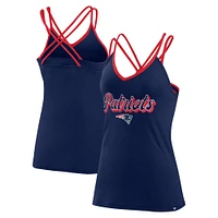 Women's Fanatics Navy New England Patriots Go For It Strappy Crossback Tank Top