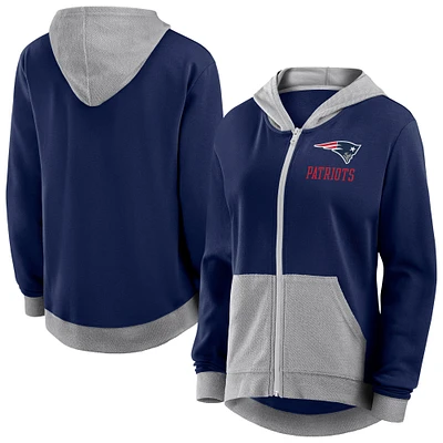 Sweat à capuche entièrement zippé New England Patriots bleu marine Fanatics pour femme