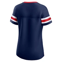 T-shirt à lacets Fanatics pour femmes, bleu marine, New England Patriots Original State