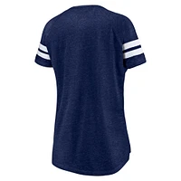 T-shirt à col cranté raglan grande taille pour femmes Fanatics Navy New England Patriots