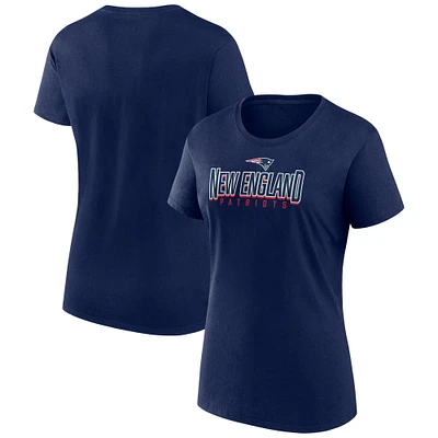 T-shirt Fanatics bleu marine New England Patriots Sideline Route pour femmes