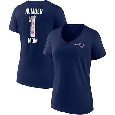 Women's Fanatics Navy New England Patriots Team Mother's Day V-Neck T-Shirt