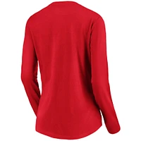 Women's Fanatics Red New England Patriots Primary Logo Long Sleeve V-Neck T-Shirt