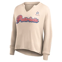 Women's Fanatics Tan New England Patriots Go For It Notch Neck Waffle Knit Lightweight Long Sleeve T-Shirt