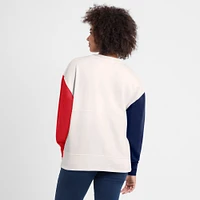 Women's Fanatics White New England Patriots Colorblock Primary Logo Pullover Sweatshirt