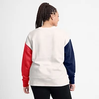 Women's Fanatics White New England Patriots Colorblock Primary Logo Pullover Sweatshirt