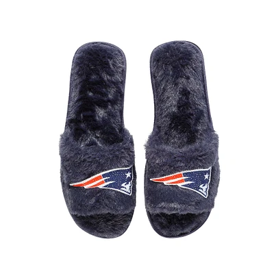 Chaussons Fuzzy FOCO Navy Patriots de la Nouvelle-Angleterre pour femmes