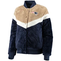 Veste G-III 4Her by Carl Banks pour femme bleu marine/crème New England Patriots Riot Squad Sherpa Full-Snap