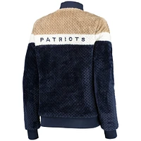 Veste G-III 4Her by Carl Banks pour femme bleu marine/crème New England Patriots Riot Squad Sherpa Full-Snap