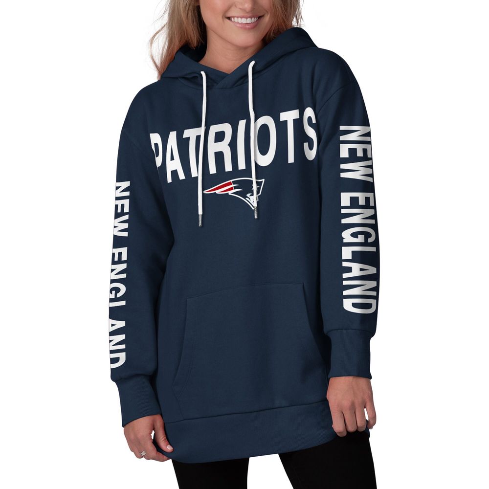 Women's G-III 4Her by Carl Banks Navy New England Patriots Extra Inning Pullover  Hoodie