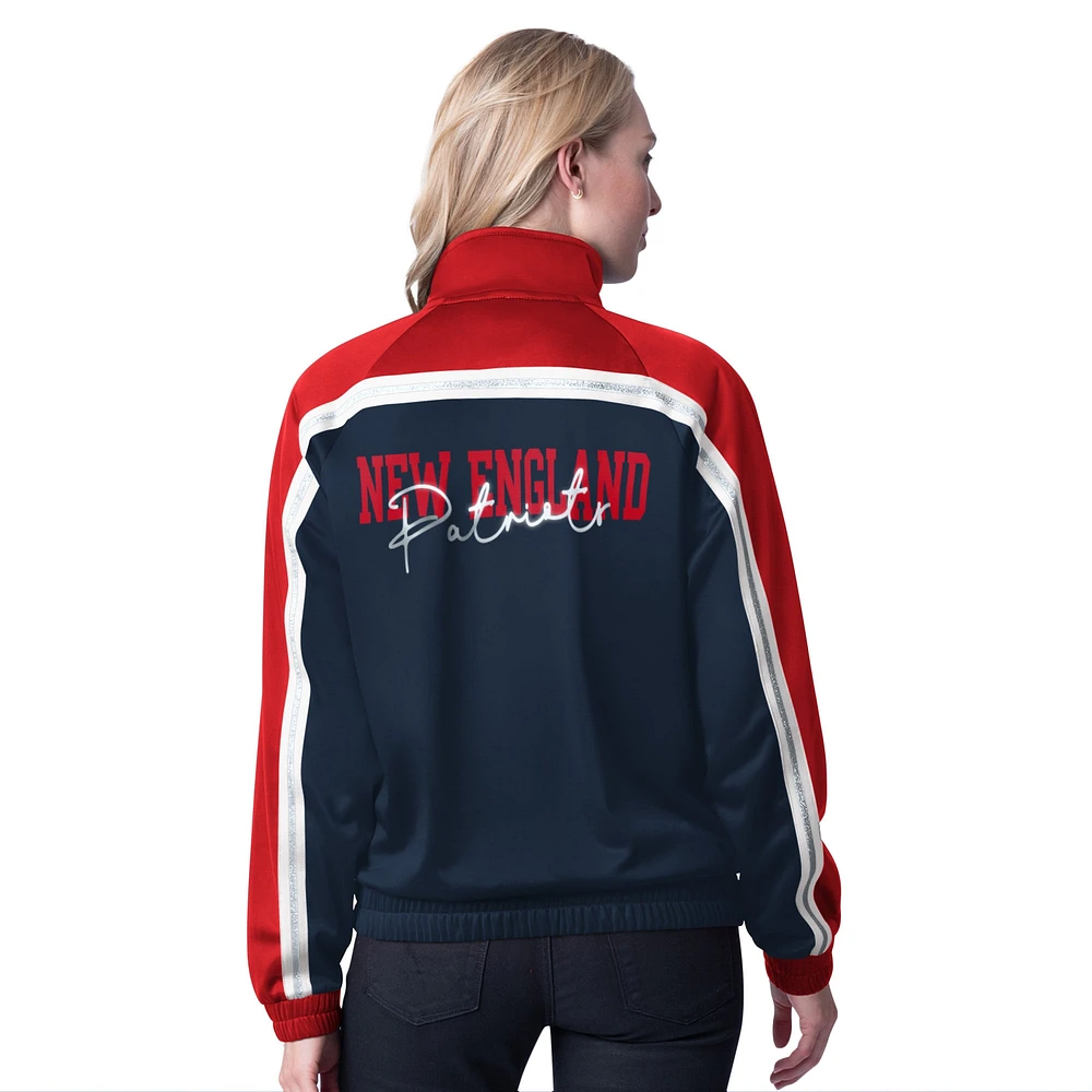 Veste de survêtement d'après-match entièrement zippée G-III 4Her by Carl Banks pour femme, bleu marine, des New England Patriots