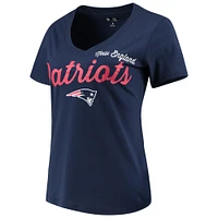 Women's G-III 4Her by Carl Banks Navy New England Patriots Post Season V-Neck T-Shirt