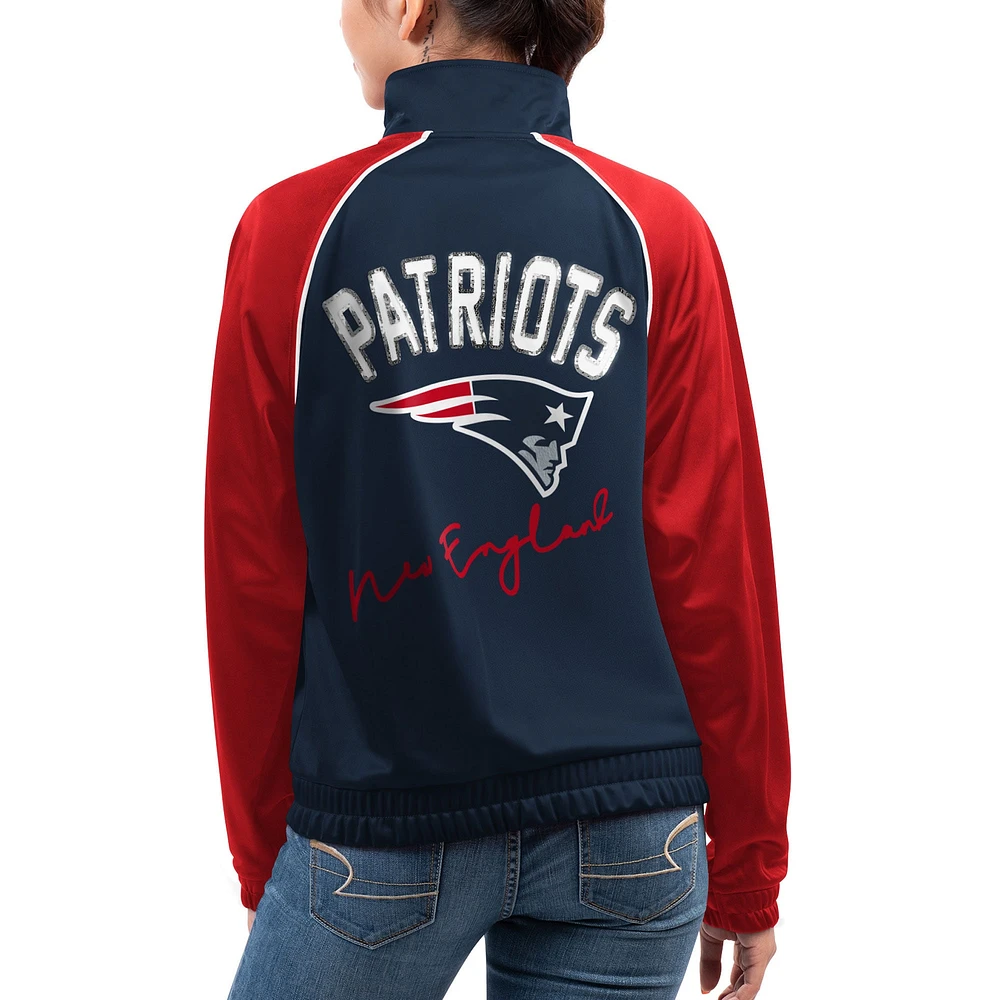 Women's G-III 4Her by Carl Banks Navy New England Patriots Showup Fashion Dolman Full-Zip Track Jacket