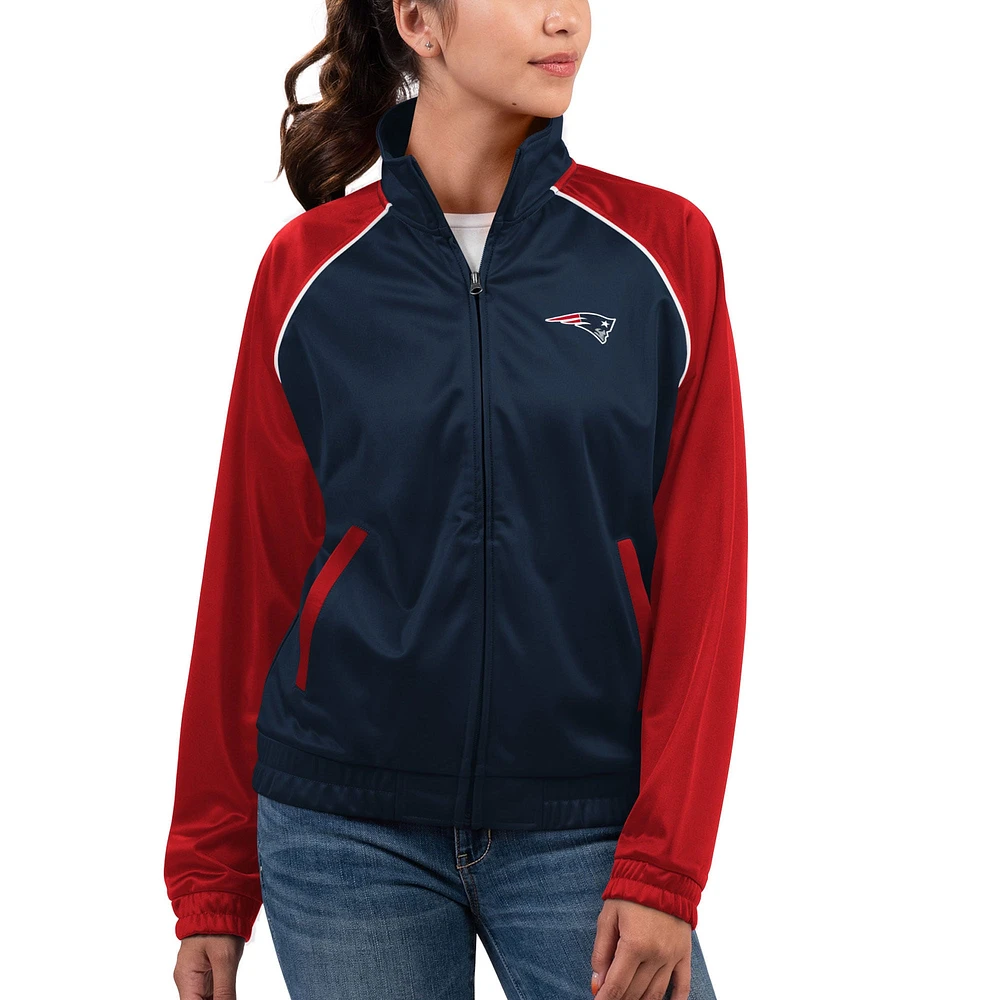 Women's G-III 4Her by Carl Banks Navy New England Patriots Showup Fashion Dolman Full-Zip Track Jacket