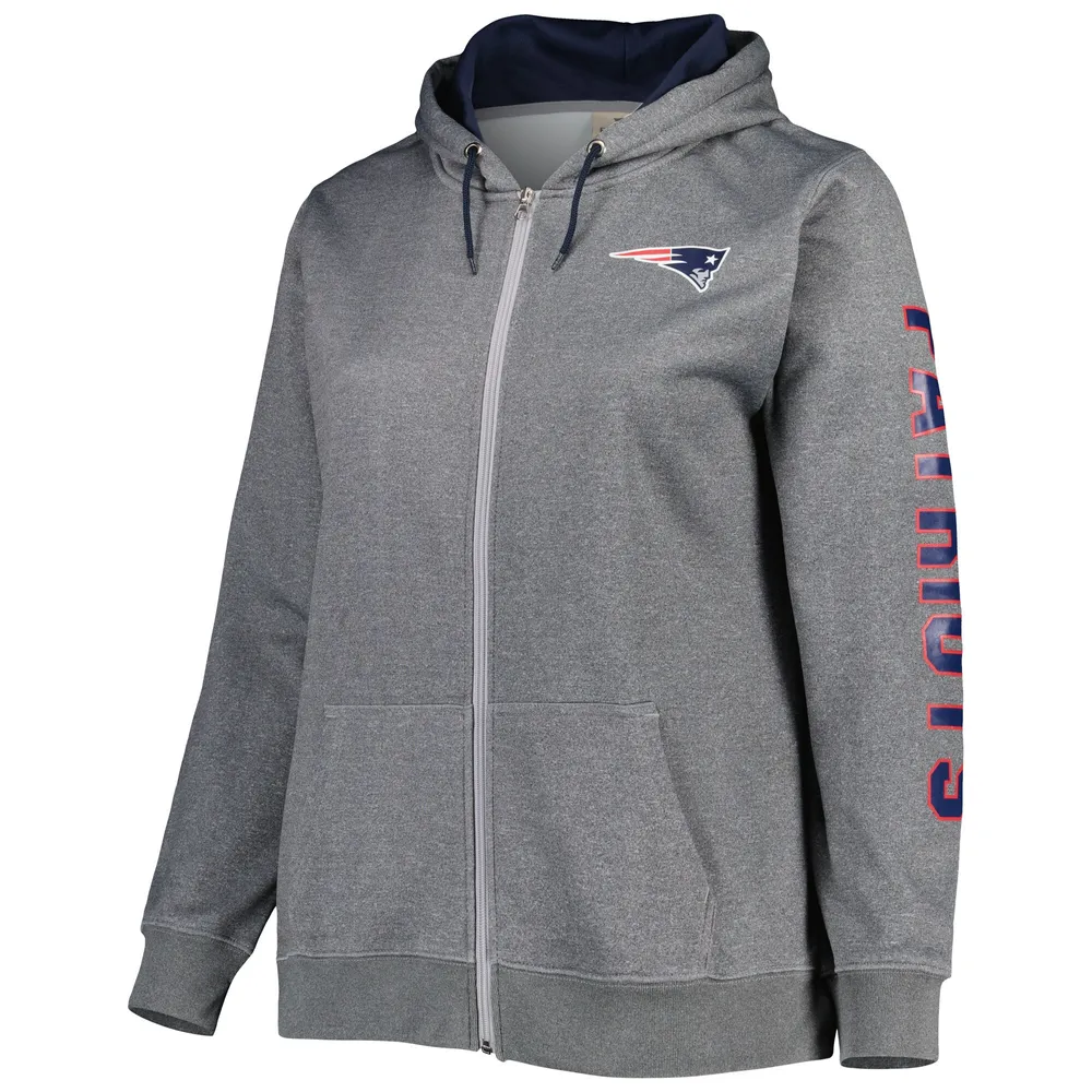 Veste à capuche en molleton glissière pleine grandeur Heather Charcoal New England Patriots pour femme