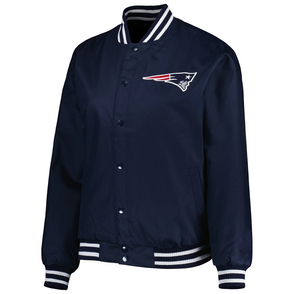 Veste à bouton-pression grande taille JH Design pour femmes des New England Patriots bleu marine