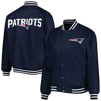 Veste à bouton-pression grande taille JH Design pour femmes des New England Patriots bleu marine