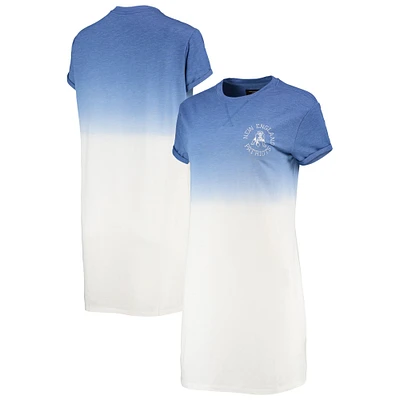 Robe t-shirt à trois mélanges ombré Junk Food pour femmes, bleu royal/blanc, New England Patriots