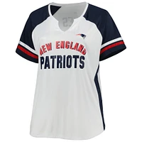 T-shirt à encolure crantée taille plus Mac Jones New England Patriots pour femme, blanc