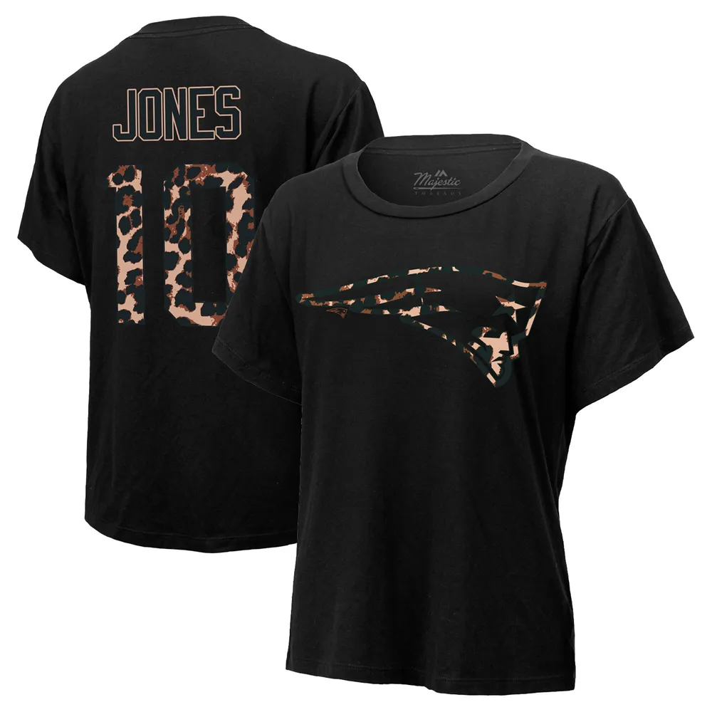 Women's Majestic Threads Mac Jones Camo New England Patriots Name & Number  V-Neck T-Shirt