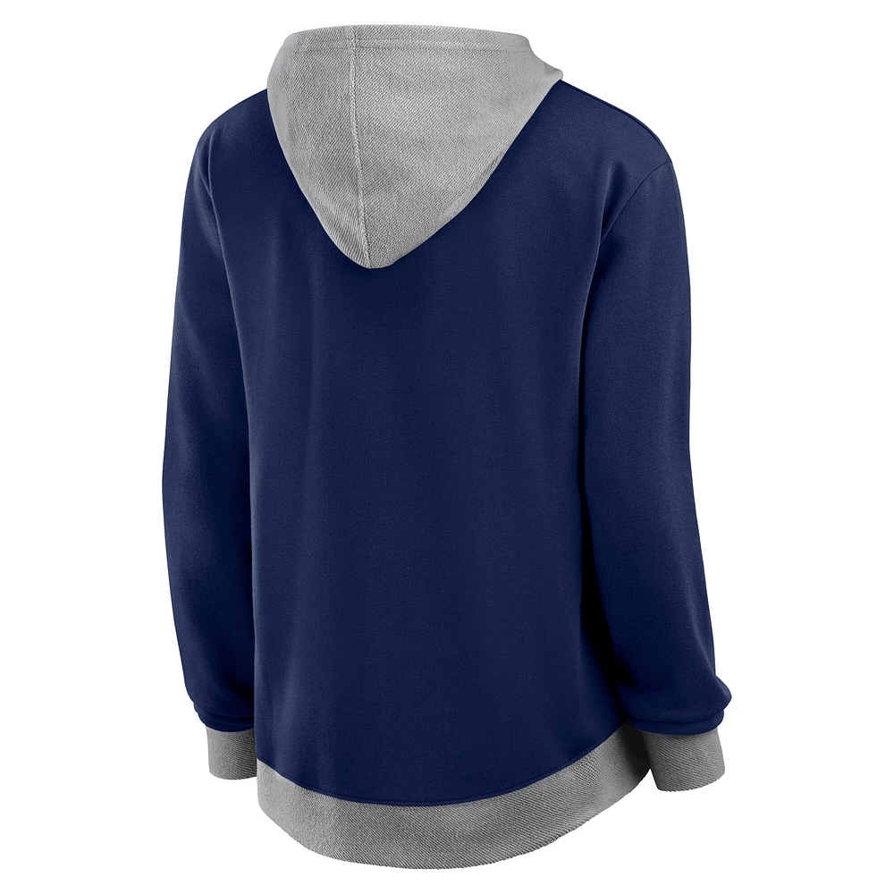 Sweat à capuche entièrement zippé en French Terry Hit It bleu marine pour femme des New England Patriots