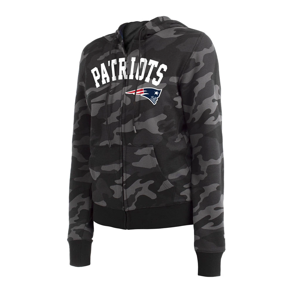 Women's New Era  Black England Patriots Camo Full-Zip Hoodie