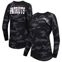 New England Patriots New Era Women's Camo Long Sleeve T-Shirt - Black