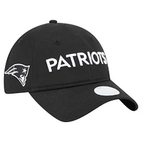 Casquette ajustable New Era noire New England Patriots Cece 9TWENTY pour femme