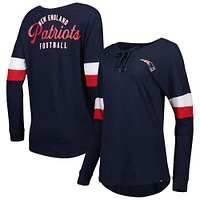 T-shirt à manches longues léger lacets pour femme New England Patriots Athletic Era bleu marine